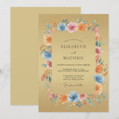 Gouden Whimsical Boho Bruiloft Kaart (Voorkant / Achterkant)
