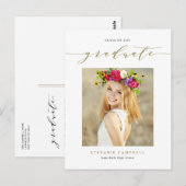 Gouden Whimsical Script Afstudeerklas 2023 Briefkaart (Voorkant / Achterkant)
