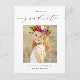 Gouden Whimsical Script Afstudeerklas 2023 Briefkaart
