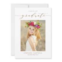 Gouden Whimsical Script Foto Afstudeerceremonie