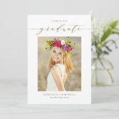 Gouden Whimsical Script Foto Afstudeerceremonie Aankondiging (Staand voorkant)