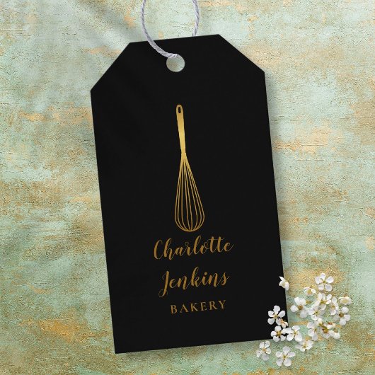 Gouden Whisk Bakkerij Patisserie Goud Zwart Cadeaulabel