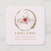 Gouden Whisk Blush Waterverf Bloemen Vierkante Visitekaartje (Voorkant)