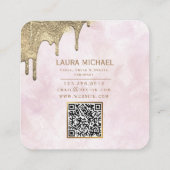 Gouden Whisk Blush Waterverf Bloemen Vierkante Visitekaartje (Achterkant)