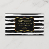 Gouden Whisk | Lijst Abstract Zwart Wit Strepen Visitekaartje (Voorkant)