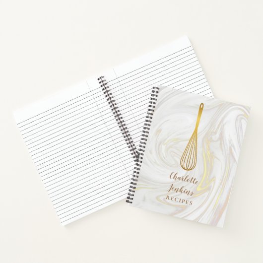 Gouden Whisk Marmeren Swirls Recept Cookbook Notitieboek (Binnen)