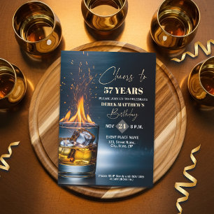 Gouden Whisky Thema Mannen 57e Verjaardagsfeest Kaart