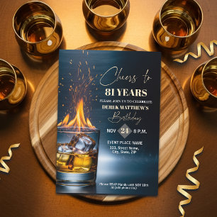 Gouden Whisky Thema Mannen 81ste Verjaardagsfeest Kaart