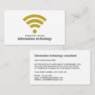 Gouden Wi-Fi Logo, Informatie Technologie, Compute Visitekaartje