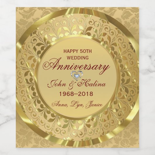 Gouden wieden Sjabloon Wijn Etiket (Enkel label)