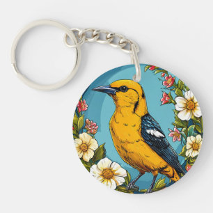 🐦 Gouden Wielewaal Tuin Bloesem Charme Cadeau 🐦 Sleutelhanger