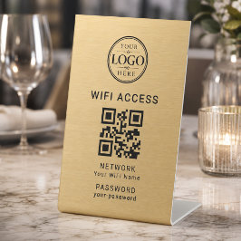Gouden Wifi-toegang Bedrijfslogo Reclamebord Met Voetstuk