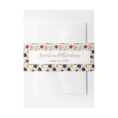 Gouden Wijn Bourgogne Marine Blauw Bloemen Bruilof Uitnodigingen Wikkel (Voorkant Voorbeeld)