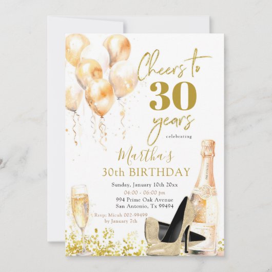 Gouden Wijn en Stiletto Vrouw Volwassen Verjaardag Kaart (Voorkant)