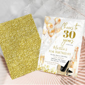 Gouden Wijn en Stiletto Vrouw Volwassen Verjaardag Kaart