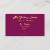 Gouden wijn en zwarte kleurblokken generiek visitekaartje (Achterkant)