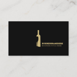 Gouden wijnfles Sommelier Elegant Zwart Visitekaartje