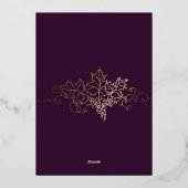 Gouden Wijngaard Bourgondië Echte Folie Bruiloft Folie Uitnodiging (Achterkant)