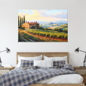 Gouden wijngaarden van Toscane: een rustiek platte Canvas Afdruk (Insitu (Slaapkamer))