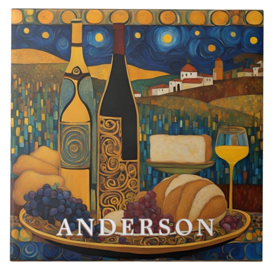 Gouden wijnglas stilleven tegeltje (Voorkant)