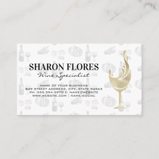 Gouden wijnglas visitekaartje (Achterkant)