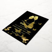 Gouden wijnglas vlinder bruiloft folie uitnodiging (Gedraaid)