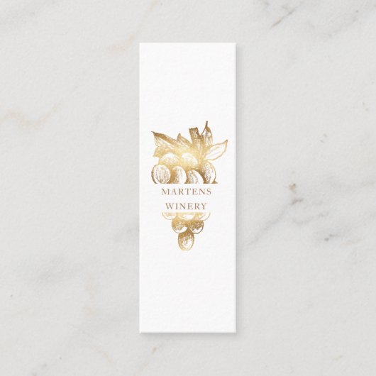 Gouden wijnmakerij Elegante Sommelier Wijnmaker Mini Visitekaartje (Voorkant)