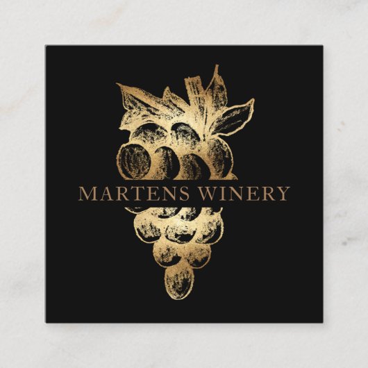 Gouden wijnmakerij Sommelier Elegant Vierkante Visitekaartje (Voorkant)