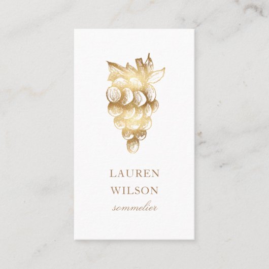 Gouden wijnmakerij Sommelier Elegant Visitekaartje (Voorkant)