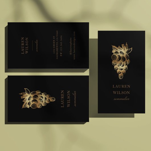 Gouden wijnmakerij Sommelier Elegant Visitekaartje