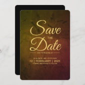 Gouden wijnscript "Save The Date"-uitnodiging Kaart (Voorkant / Achterkant)