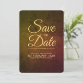 Gouden wijnscript "Save The Date"-uitnodiging Kaart (Staand voorkant)