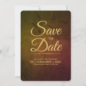Gouden wijnscript "Save The Date"-uitnodiging Kaart (Voorkant)
