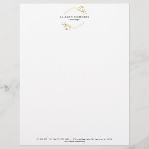 gouden wijnstok en bladembleem Letterhead Briefhoofd Ontwerp