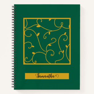 Gouden wijnstok laat Abstracte bloemen groen Notitieboek
