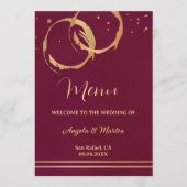 Gouden wijnvlekken Confetti bruiloft menu (Voorkant)