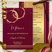 Gouden wijnvlekken Confetti bruiloft menu