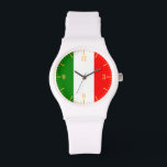 Gouden wijzerplaat Italiaanse vlag Horloge<br><div class="desc">Omarm de unieke elegantie van deze adembenemende Gold Dial Italiaanse vlag horloge ontworpen met passie door Mylini Design. Dit prachtige uurwerk is prominent voorzien van de iconische kleuren van de Italiaanse vlag, die het combineert met een verfijnde gouden wijzerplaat voor een vleugje luxe. Duurzaam en mode-vooruit, het is niet alleen...</div>