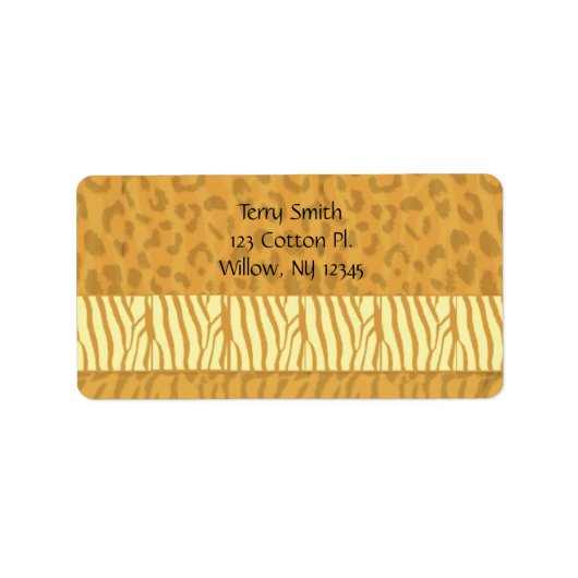 Gouden wild dier bont patroon etiket (Voorkant)