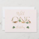 Gouden Wild One Bloemensafari Verjaardagsfoto Kaart (Achterkant)