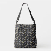 Gouden Wildbloem op zwart Crossbody Tas (Achterkant)