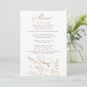 Gouden Wildbloemen Wit Bruiloft Menu Kaart (Staand voorkant)