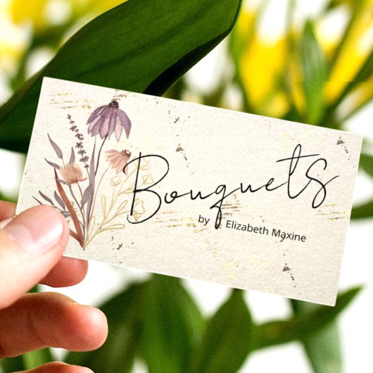Gouden Wilde Bloem Boho Visitekaartje