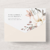 Gouden Wilde Bloem Bruiloftboog All In One Uitnodiging (Achterkant)