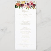 Gouden Wilde Veer Boho Tropisch Bloemen Diner Menu (Voorkant)