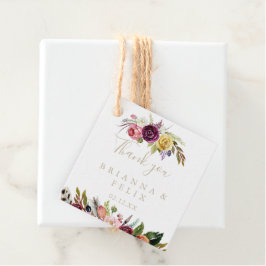 Gouden Wilde Veer Boho Tropische Bloemen Bruiloft Bedankjes Labels