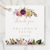 Gouden Wilde Veer Boho Tropische Bloemen Bruiloft Bedankjes Labels (Voorkant)