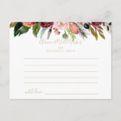 Gouden Wilde Veer Boho Tropische Bloemen Bruiloft Briefkaart (Voorkant)