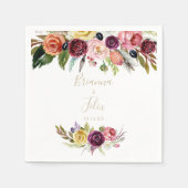 Gouden Wilde Veer Boho Tropische Bloemen Bruiloft Servet (Voorkant)