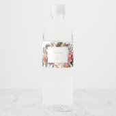 Gouden Wilde Veer Boho Tropische Bloemen Bruiloft Waterfles Etiket (Voorkant)